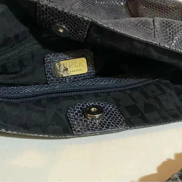 Furla gray snake skin leather hobo handbag - Picture 8 of 11